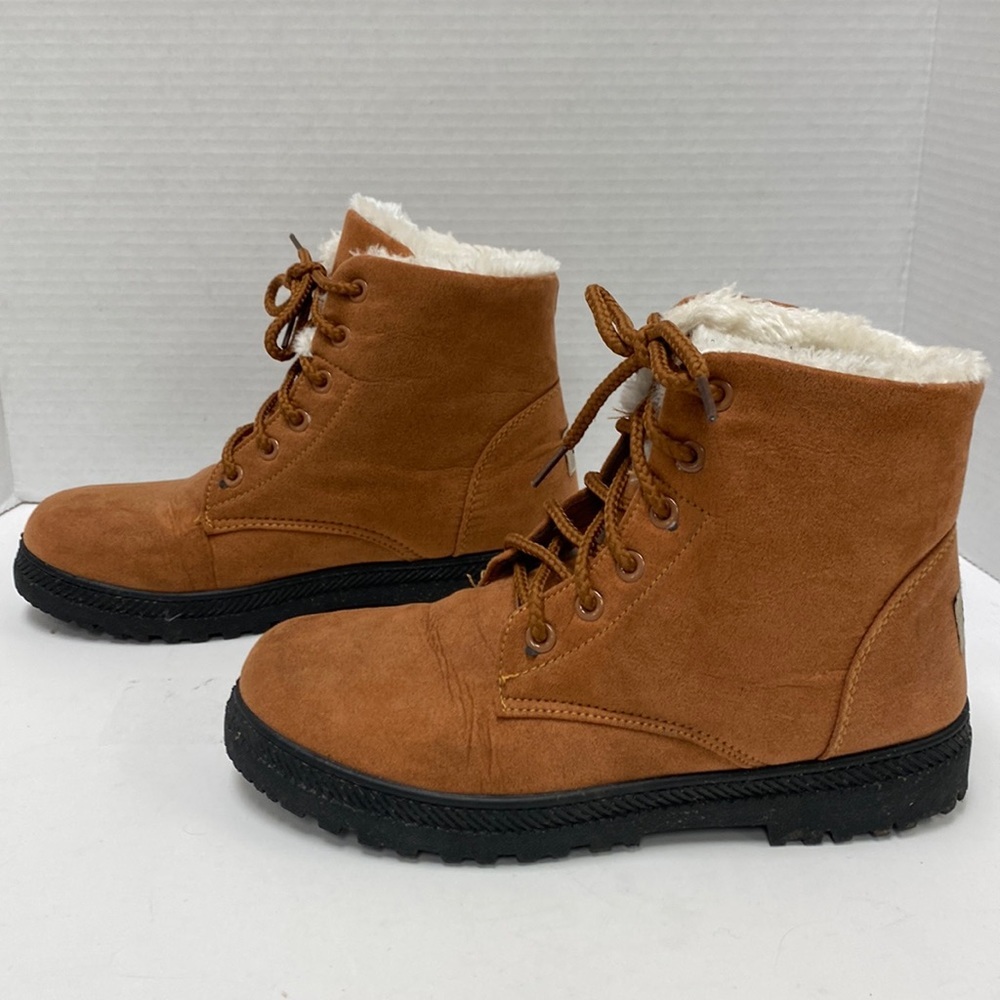 SQL Faux Fur Lined Lace Up Ankle Boots